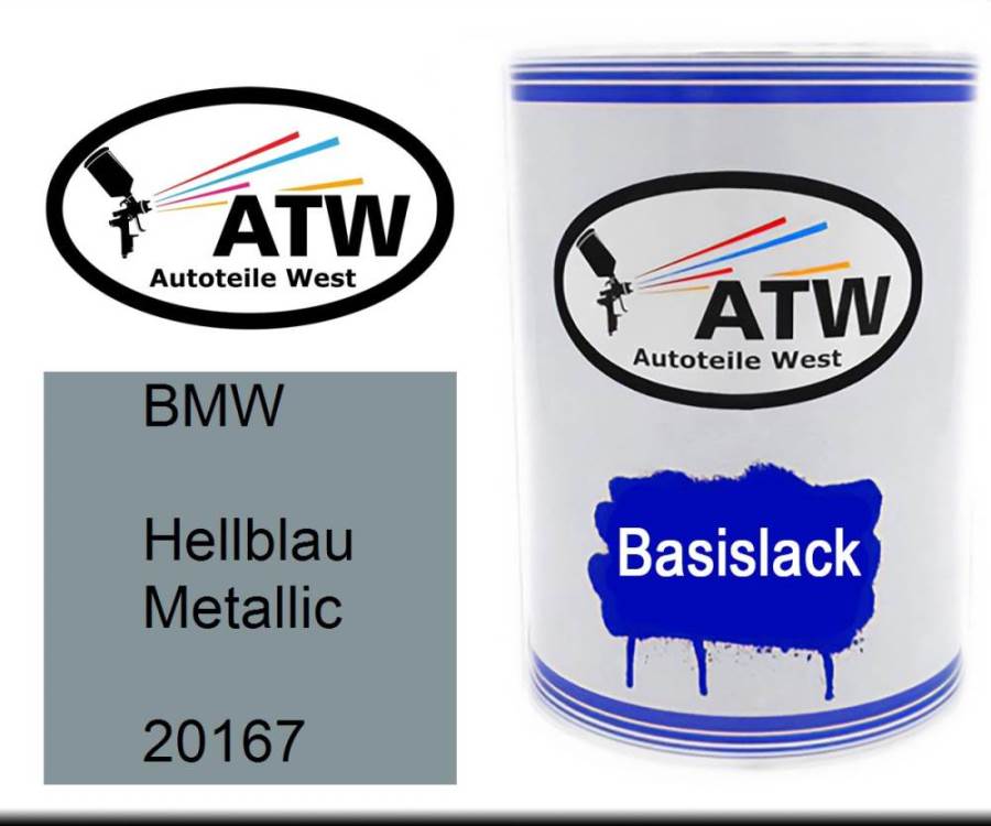 BMW, Hellblau Metallic, 20167: 500ml Lackdose, von ATW Autoteile West.